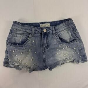Angel Kiss Original Denim Vintage Maker Size 7 Mid Rise Beaded Shorts